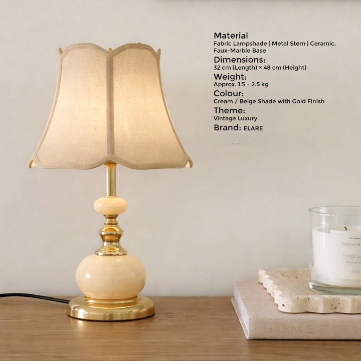 Elegant Vintage Table Lamp with Marble Base