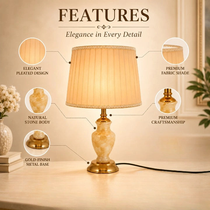 Table Lamp with Champagne Shade & Onyx Base