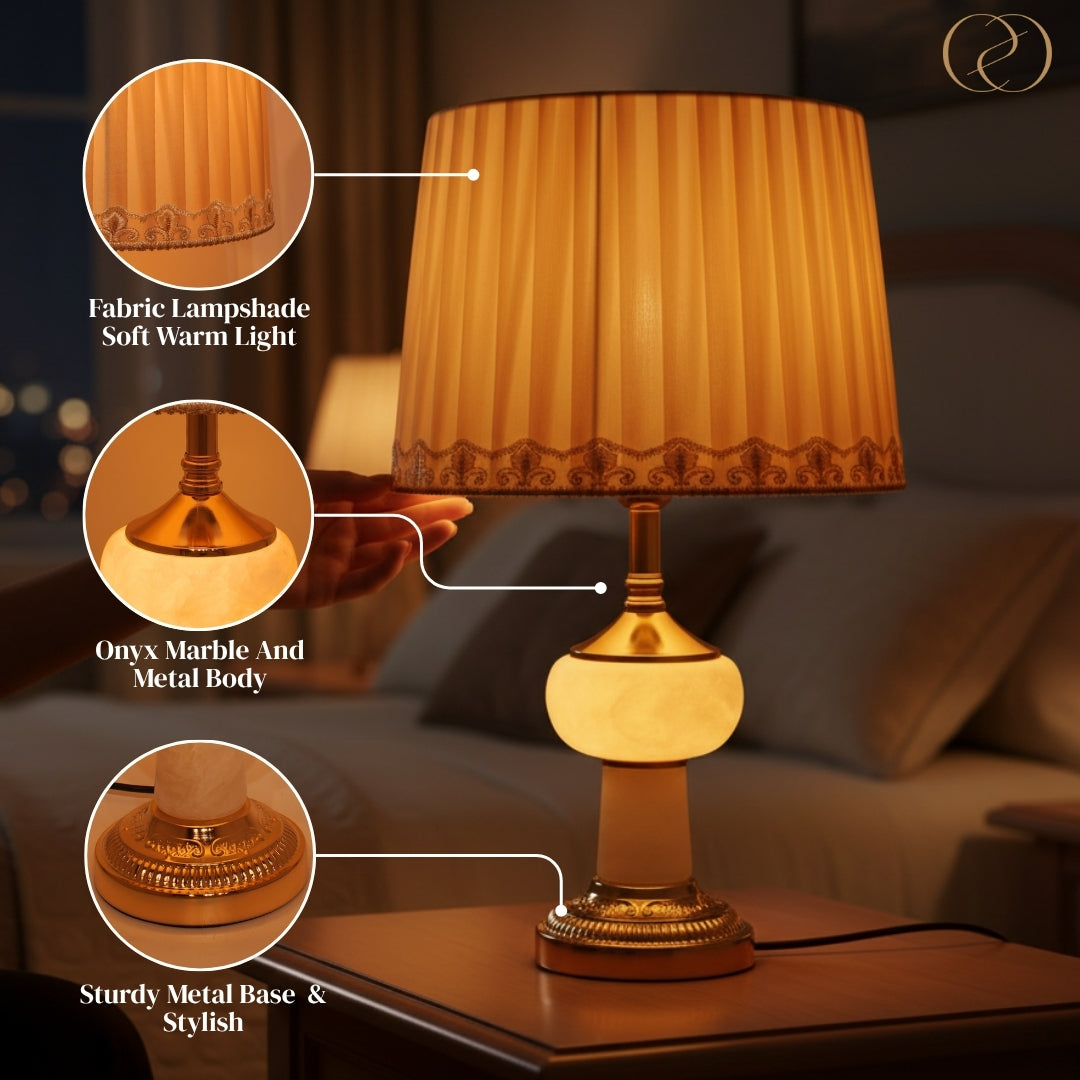 European Table Lamp with Satin Shade