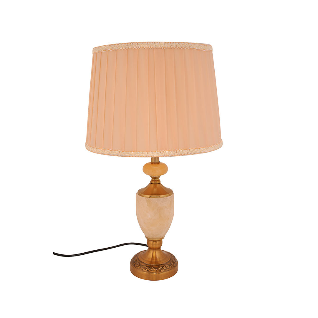Antique Brass Table Lamp with Pleated Shade