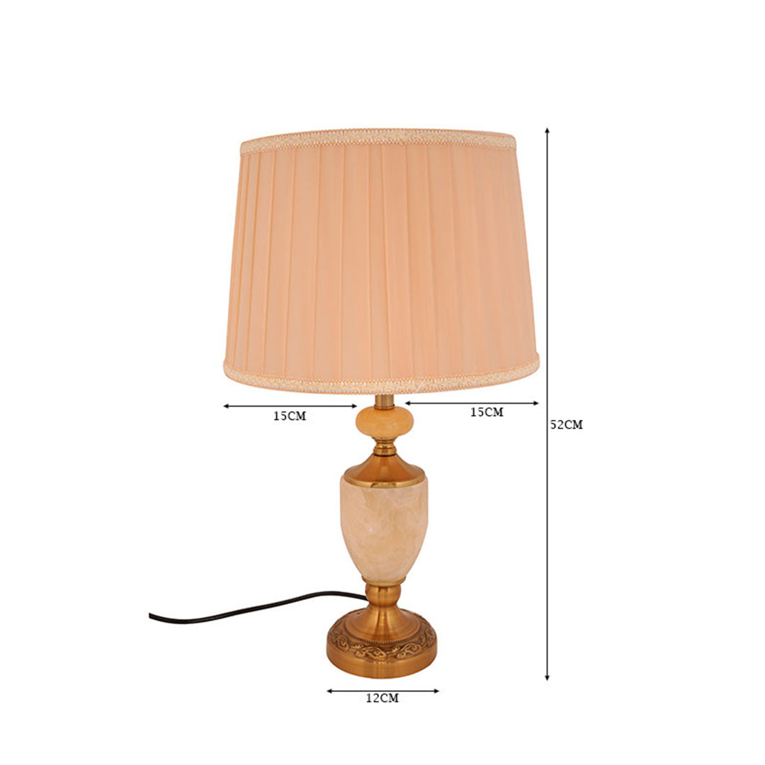 Antique Brass Table Lamp with Pleated Shade