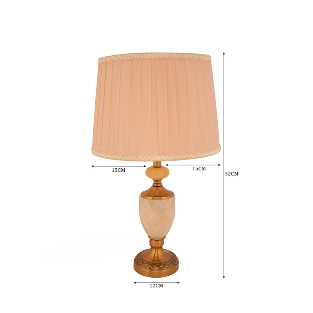 Antique Brass Table Lamp with Pleated Shade