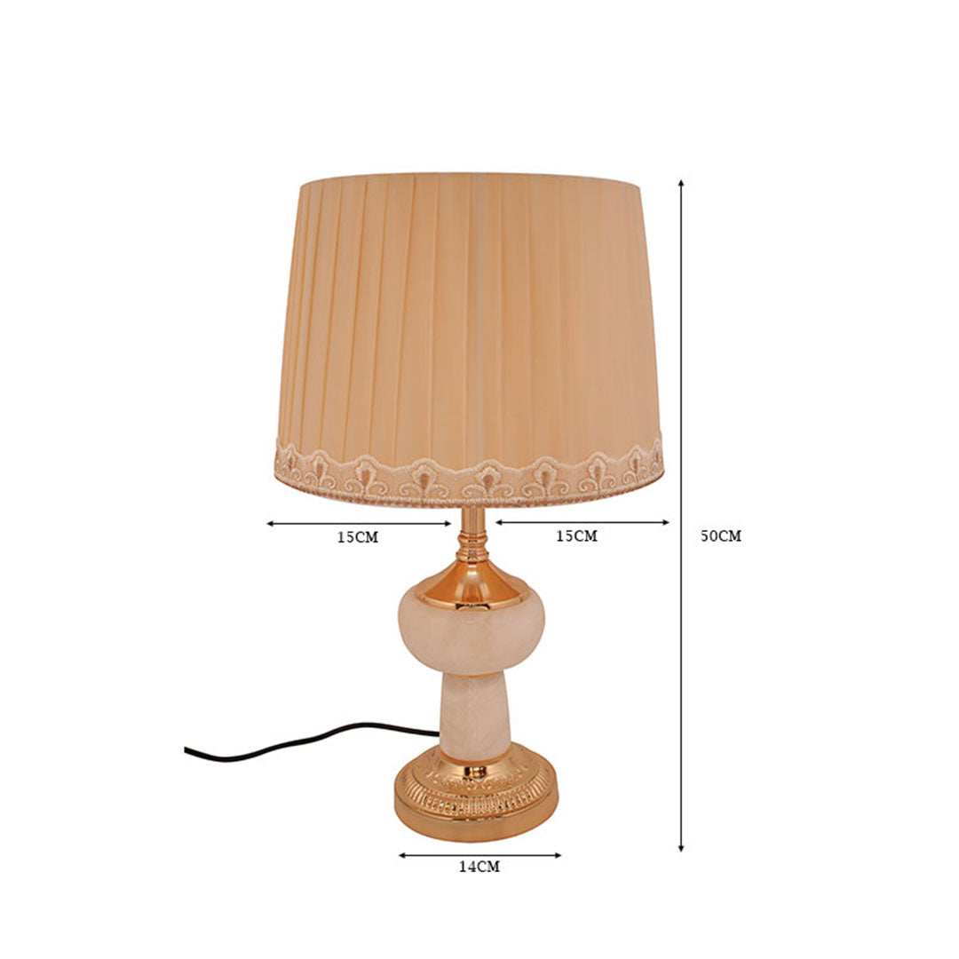 European Table Lamp with Satin Shade & Alabaster Base