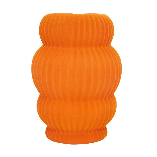 Modern Ribbed Orange Ceramic Vases – Set of 3