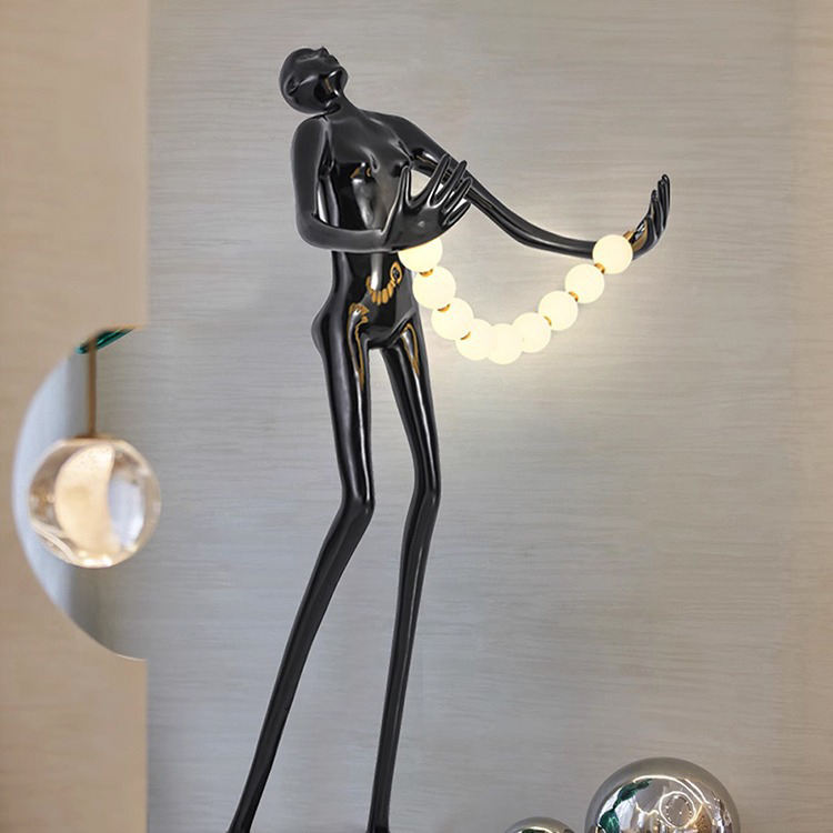 Noir Orbit Sculpture Floor Lamp