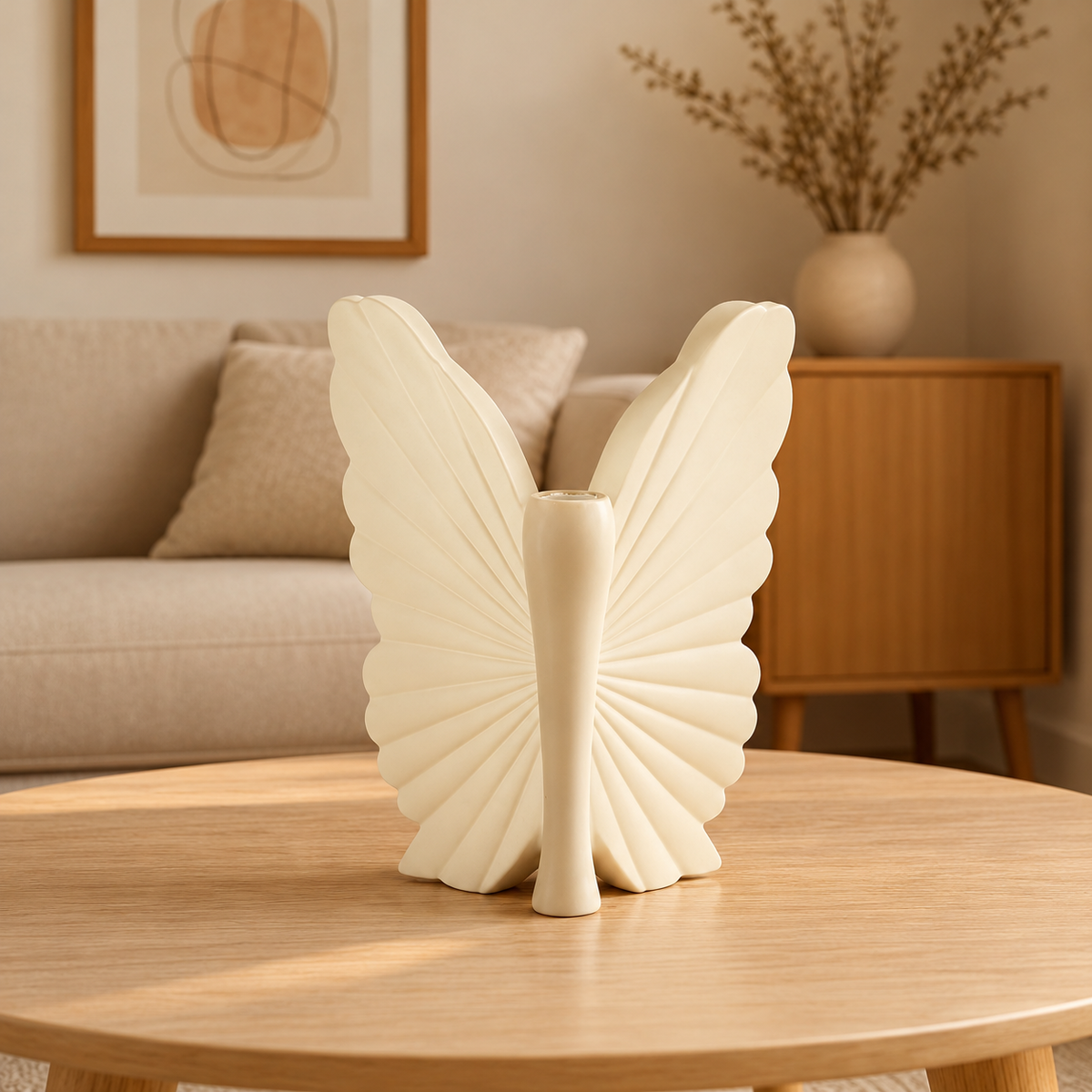 Sculptural Butterfly Wings Polyresin Showpiece for Living Room
