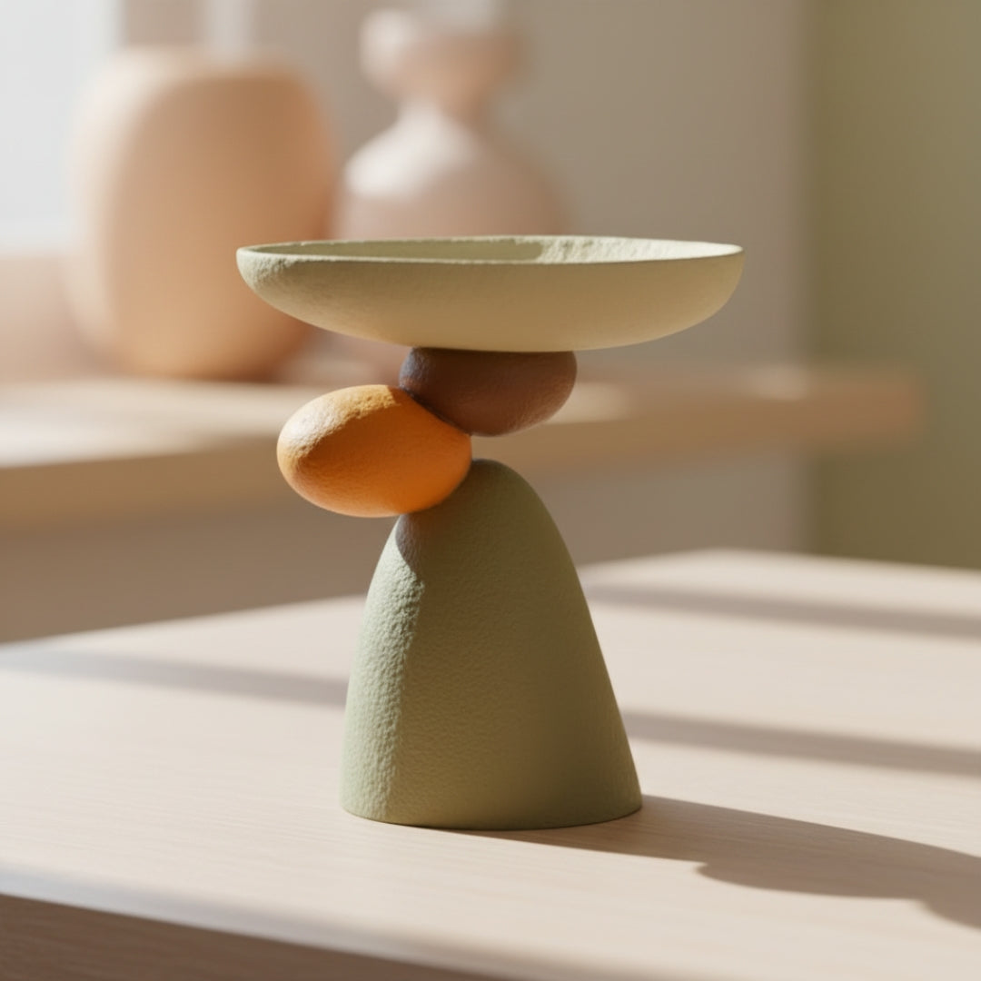 Scandinavian Resin Side Table – Round Stone Design