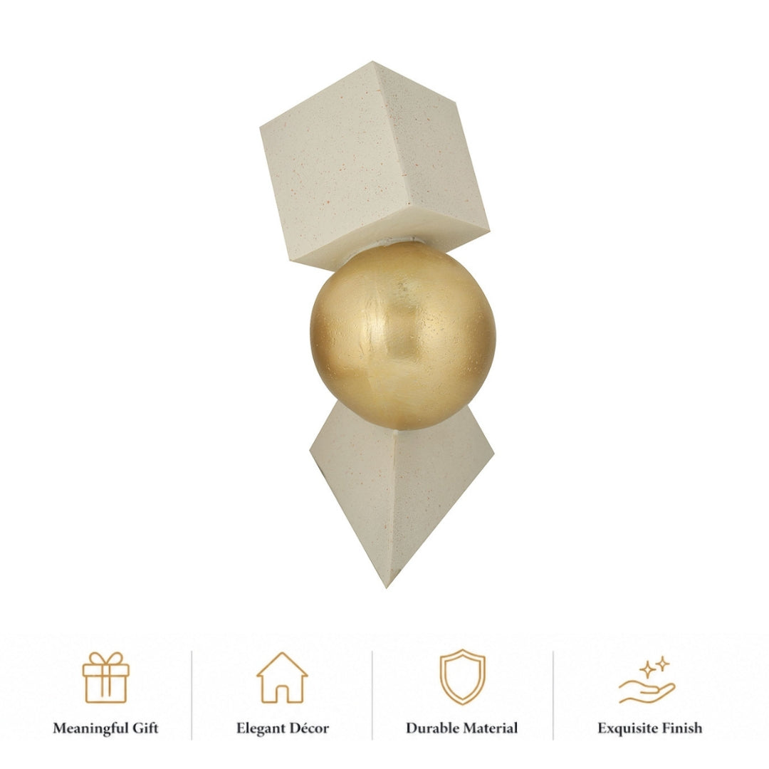 Geometric Gold Sphere Sculpture White Abstract Table Décor Accent