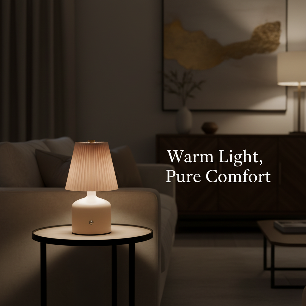 Grey Pleated Touch Tap Lamp