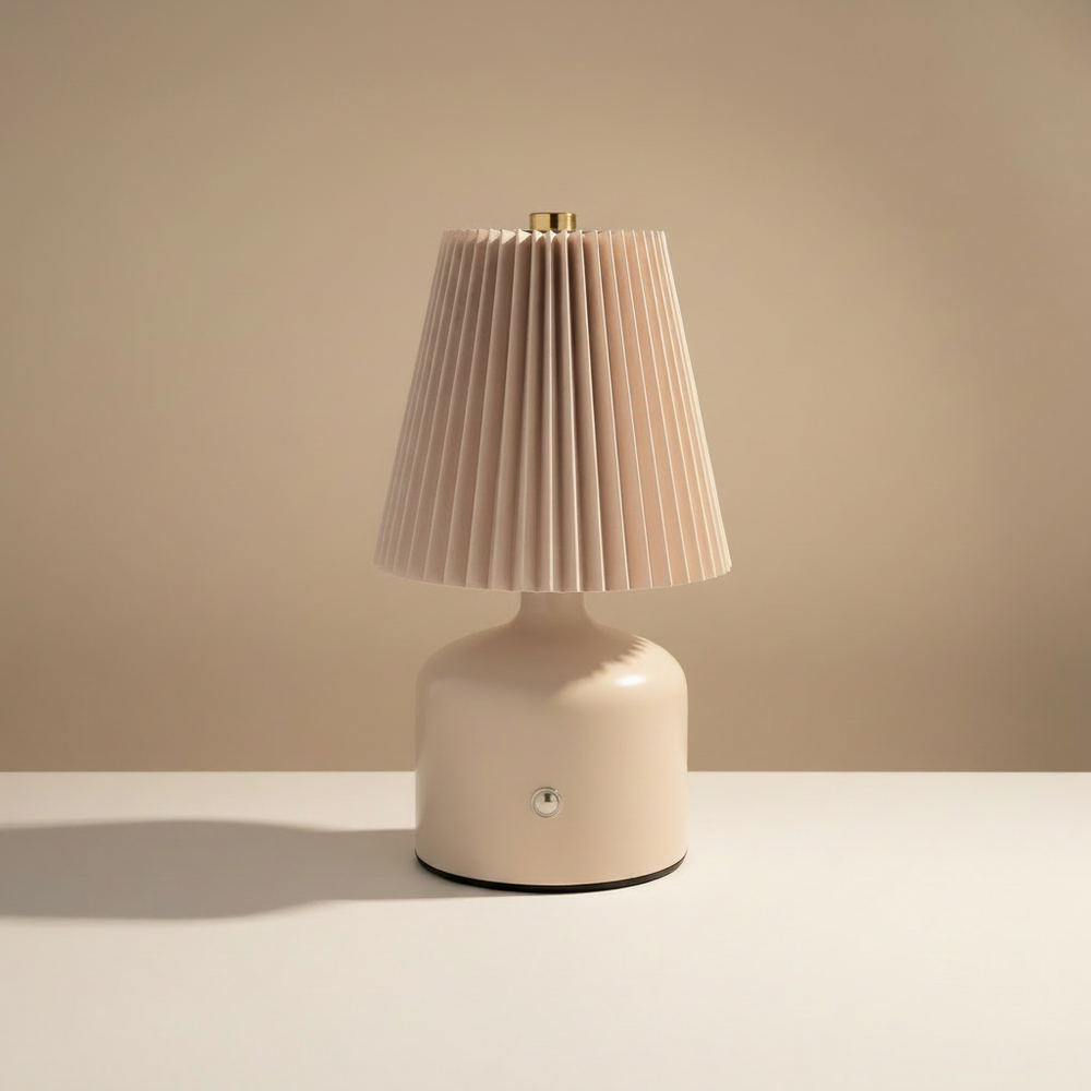 Grey Pleated Touch Tap Lamp