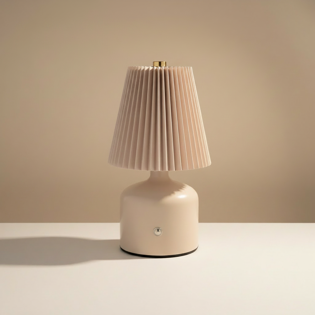Grey Pleated Touch Tap Lamp