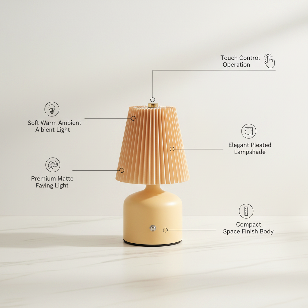 AuraGlow Pleated Touch Tap Lamp