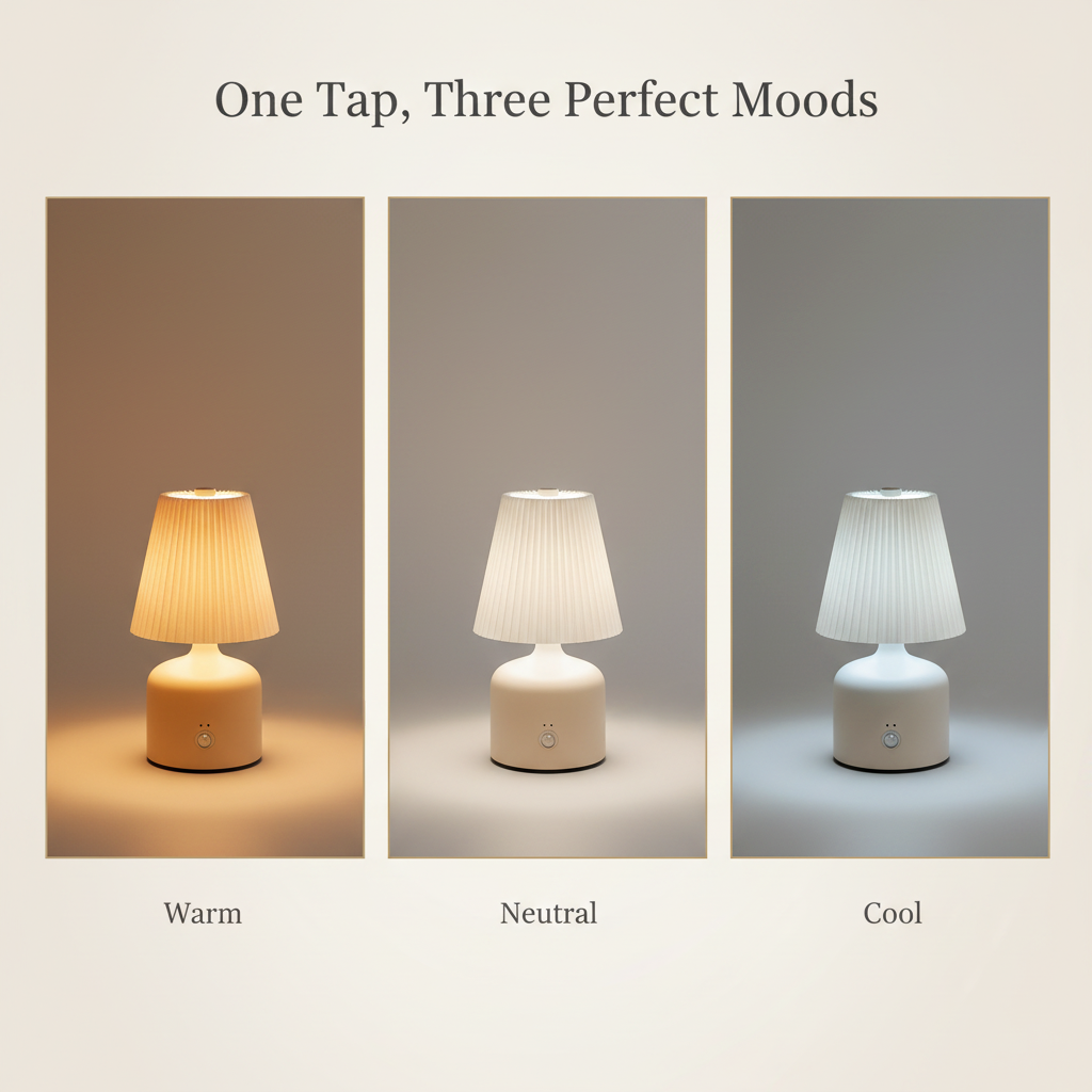 AuraGlow Pleated Touch Tap Lamp
