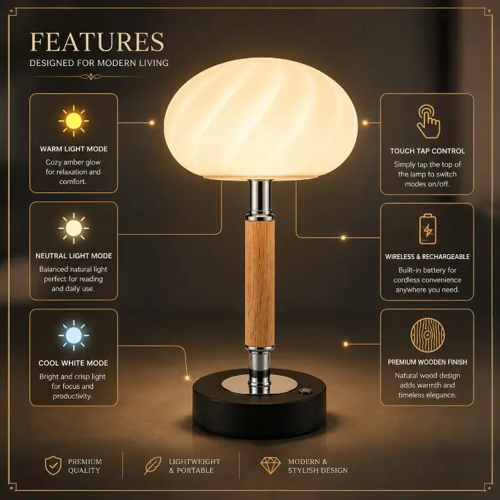 Wireless Mushroom Tap Lamp