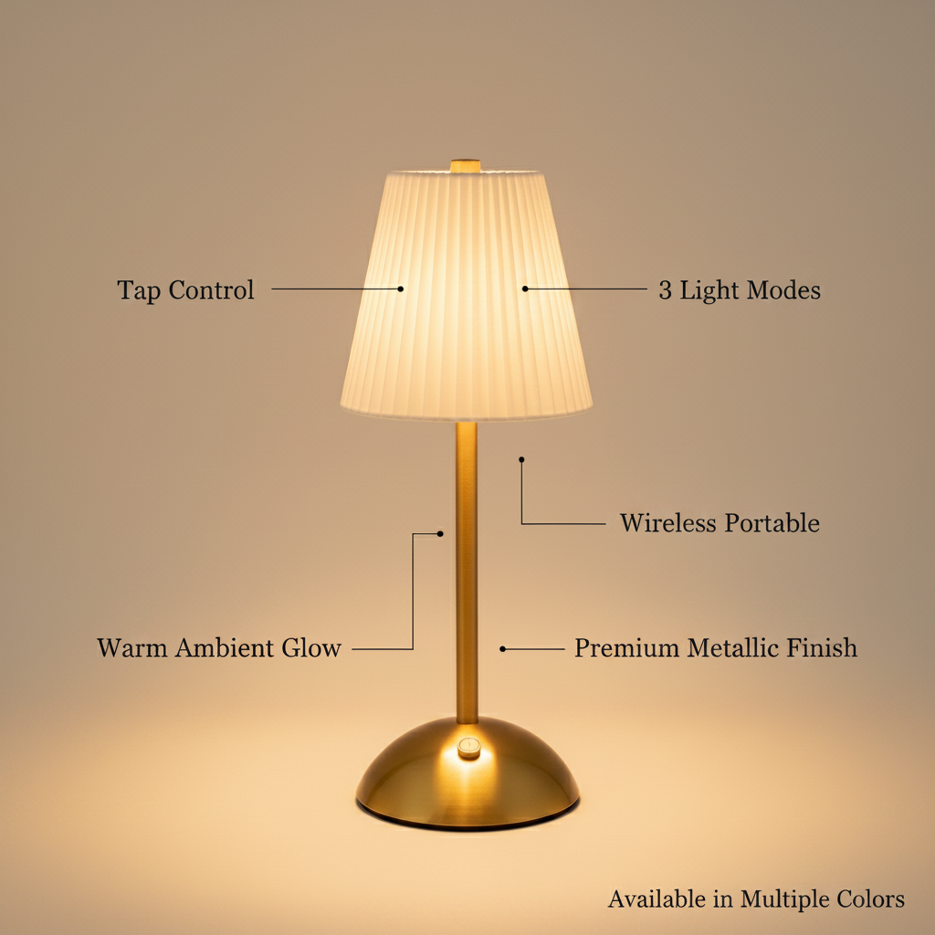 LuxeGlow Tap Lamp – Classic Cream Edition