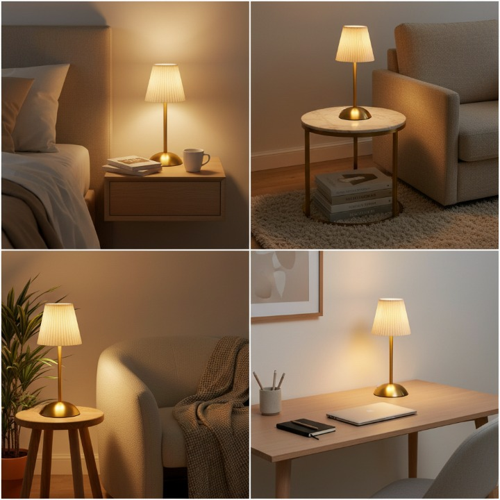 LuxeGlow Tap Lamp – Cream Speckled Edition