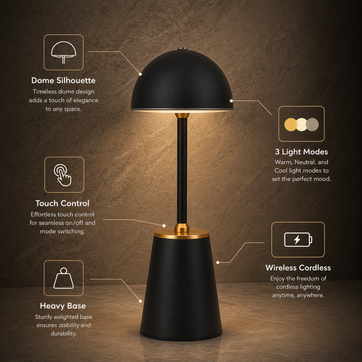 Aura Dome Lamp – Midnight Black