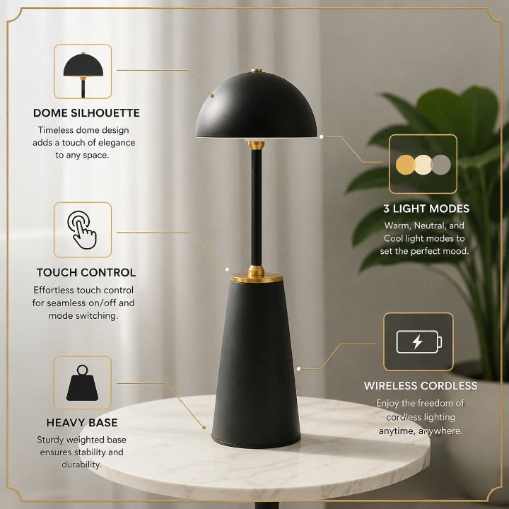 Aura Dome Lamp – Midnight Black