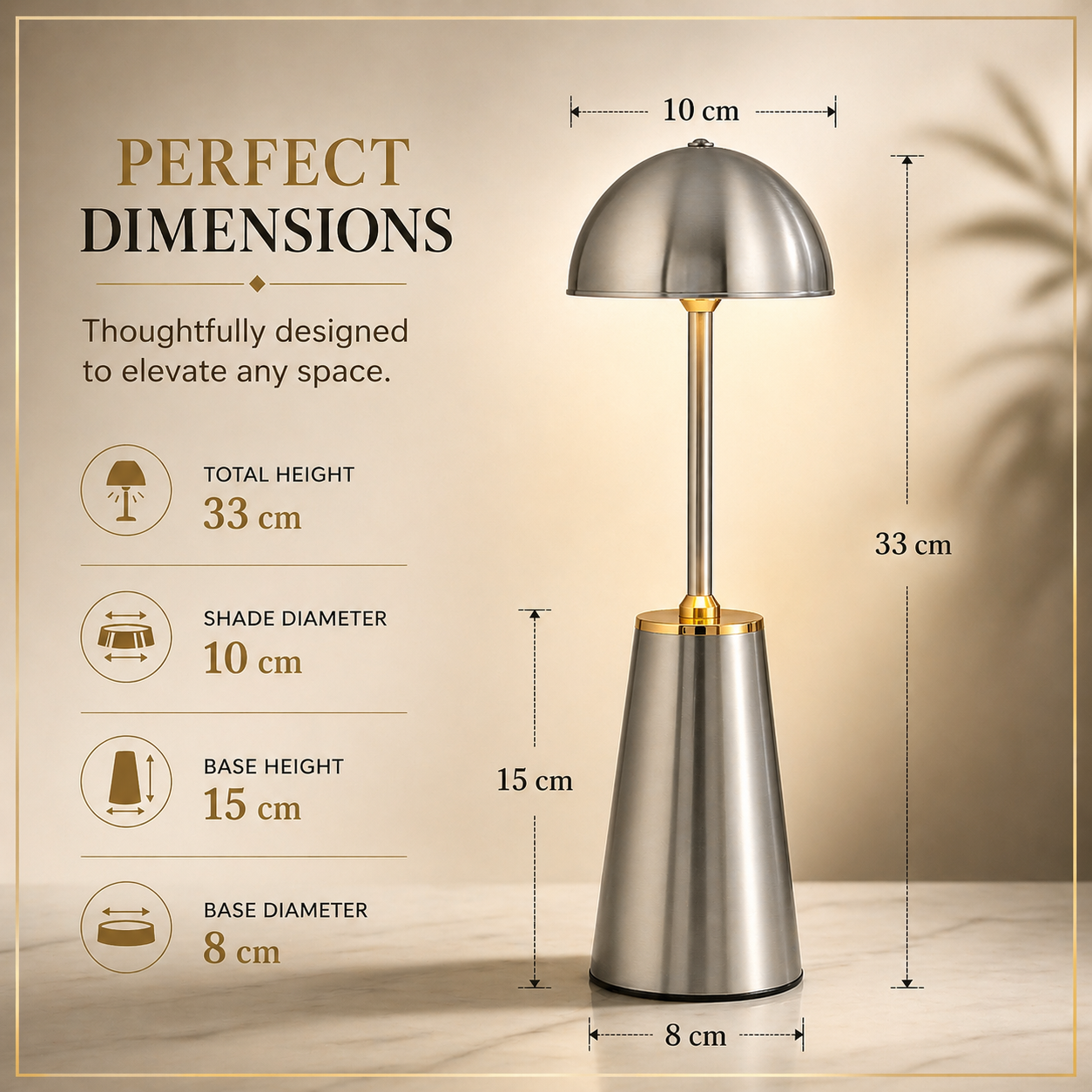 Aura Dome Lamp – Brushed Silver