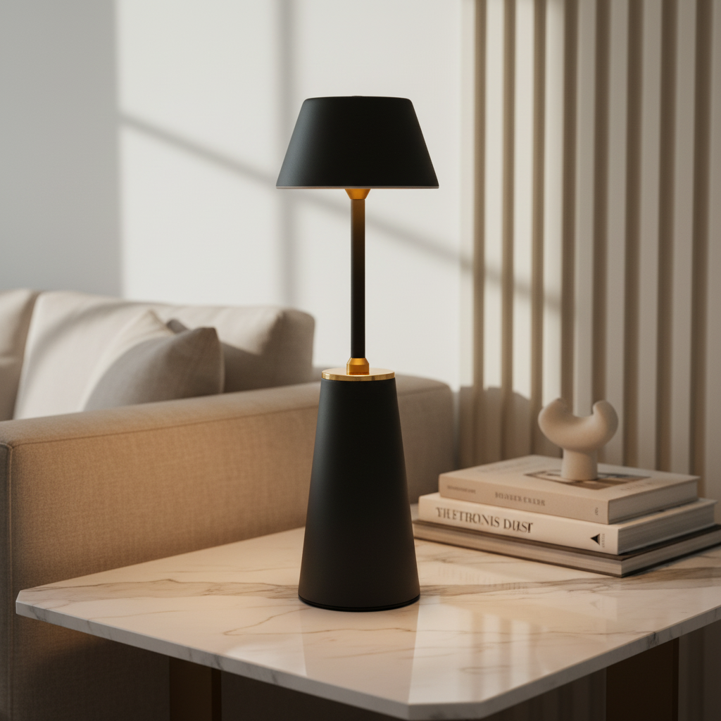 Cordless Black Touch Lamp – Minimalist Ambient