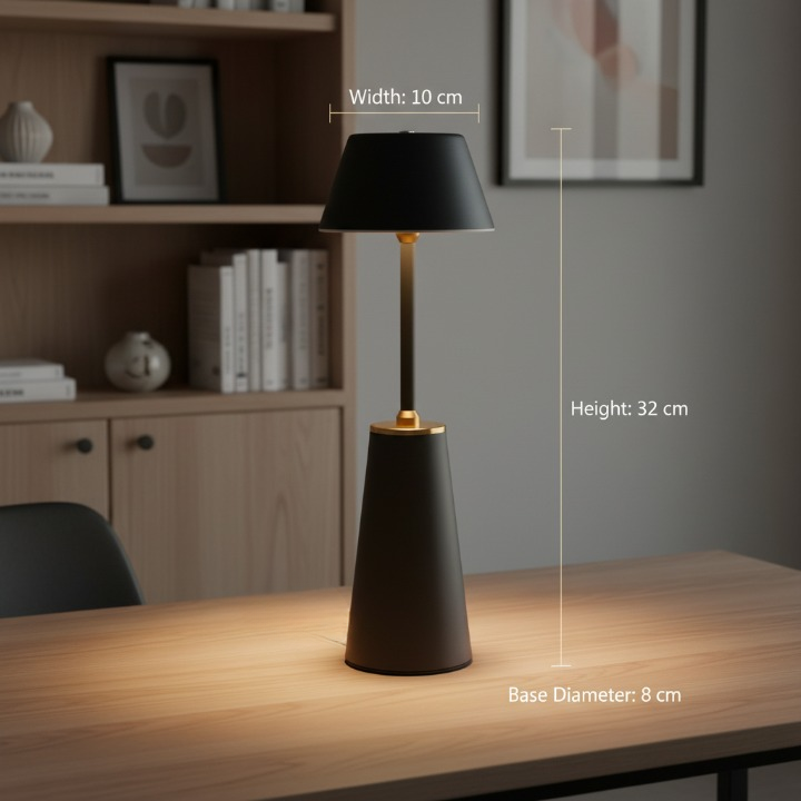 Cordless Black Touch Lamp – Minimalist Ambient