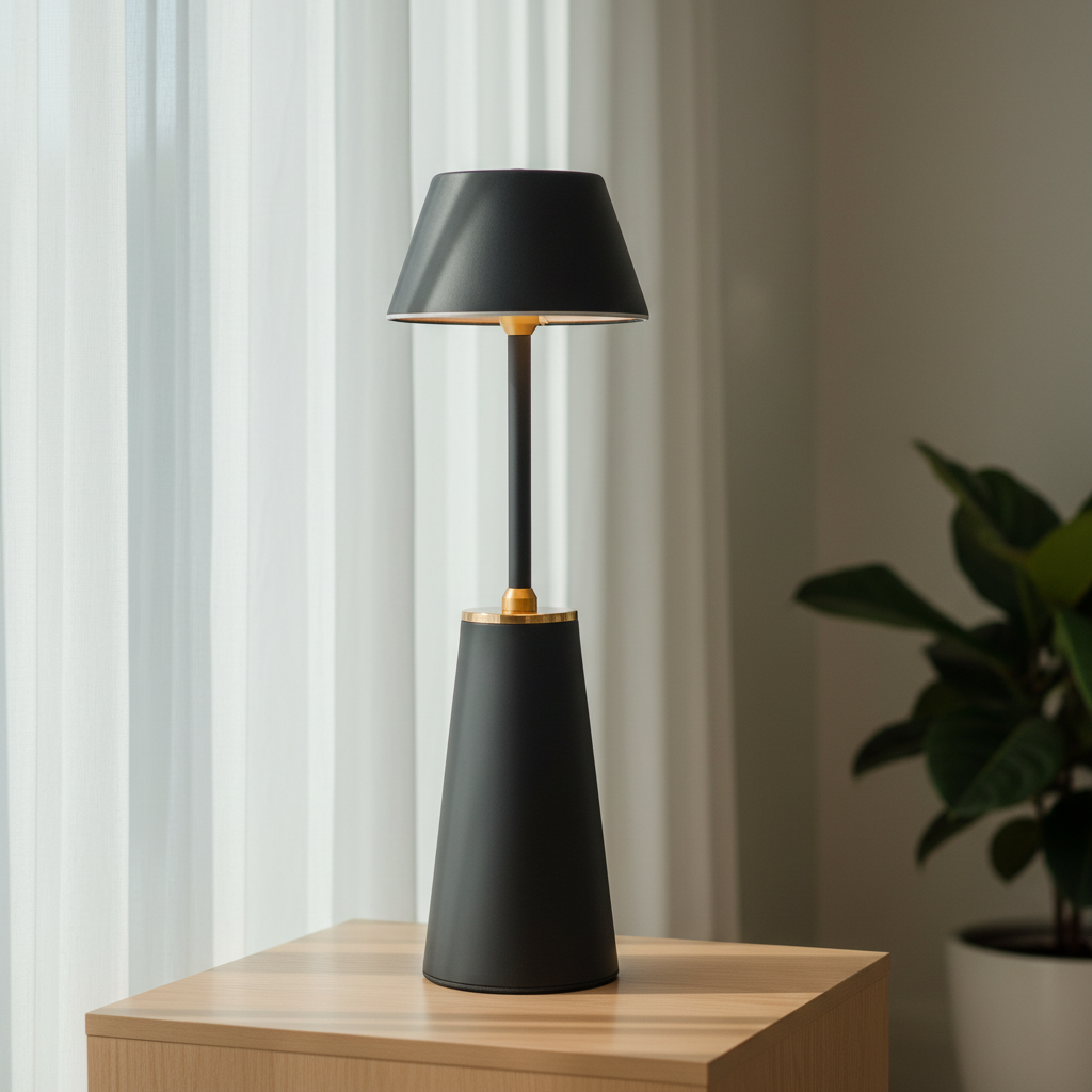 Cordless Black Touch Lamp – Minimalist Ambient