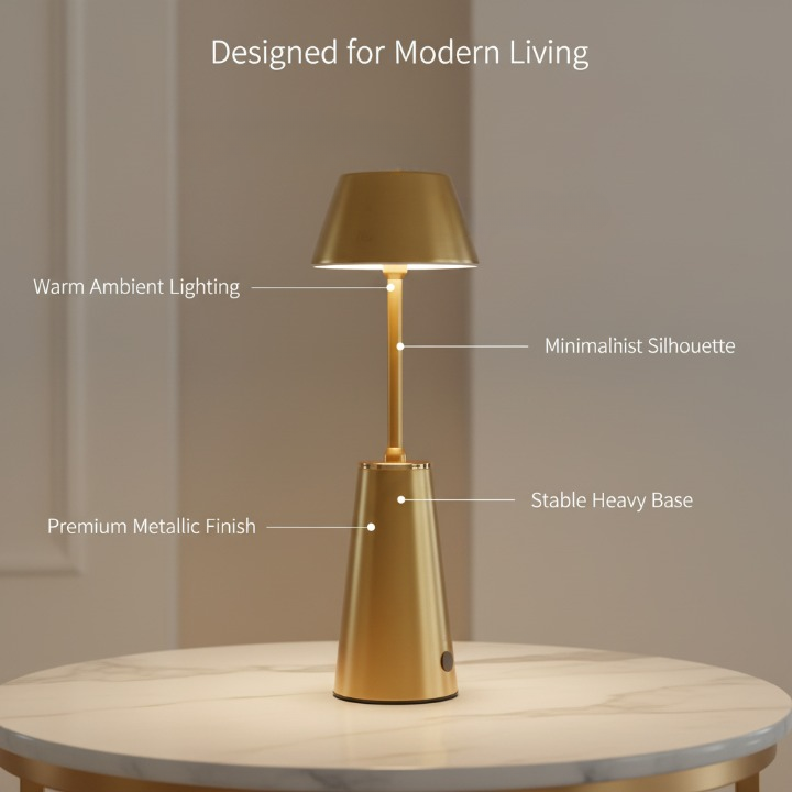 Luxury Gold Metallic Tap Lamp – Warm Ambient Touch Light