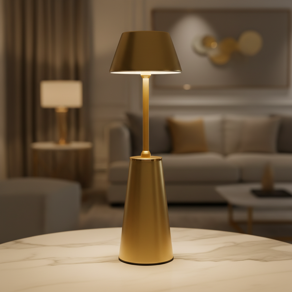 Luxury Gold Metallic Tap Lamp – Warm Ambient Touch Light
