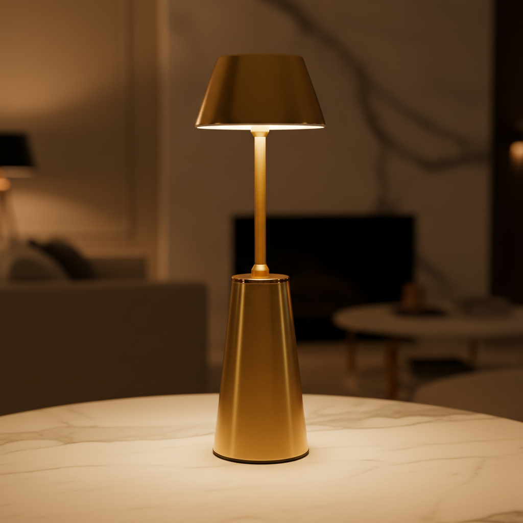 Luxury Gold Metallic Tap Lamp – Warm Ambient Touch Light