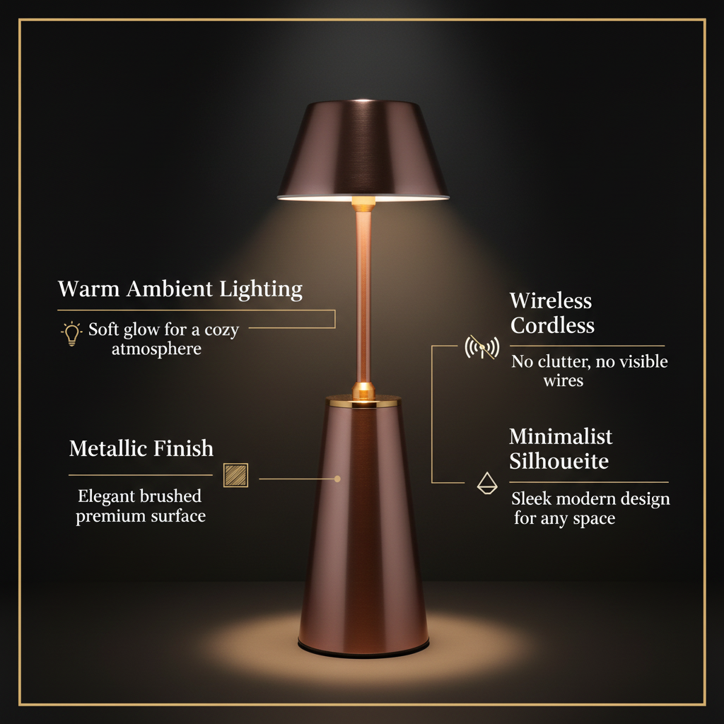 Elegant Rose Gold Tap Lamp – Soft Warm Ambient Lighting