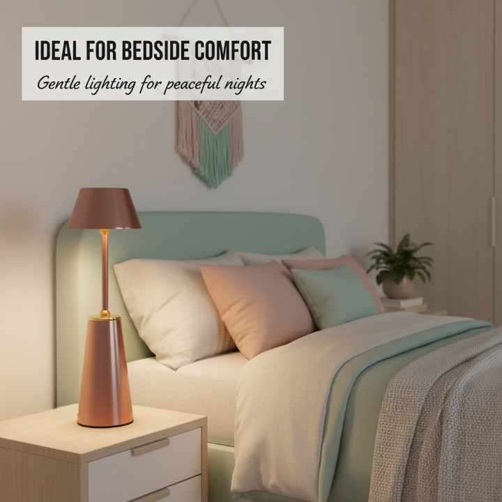 Elegant Rose Gold Tap Lamp – Soft Warm Ambient Lighting