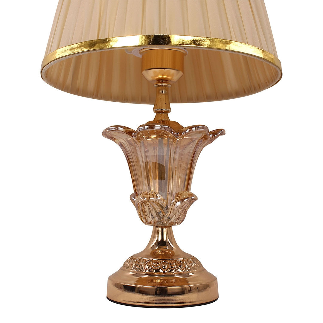 Elare Luxury Crystal Table Lamp with Beige Fabric Shade