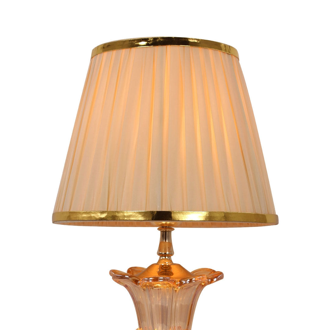 Elare Luxury Crystal Table Lamp with Beige Fabric Shade