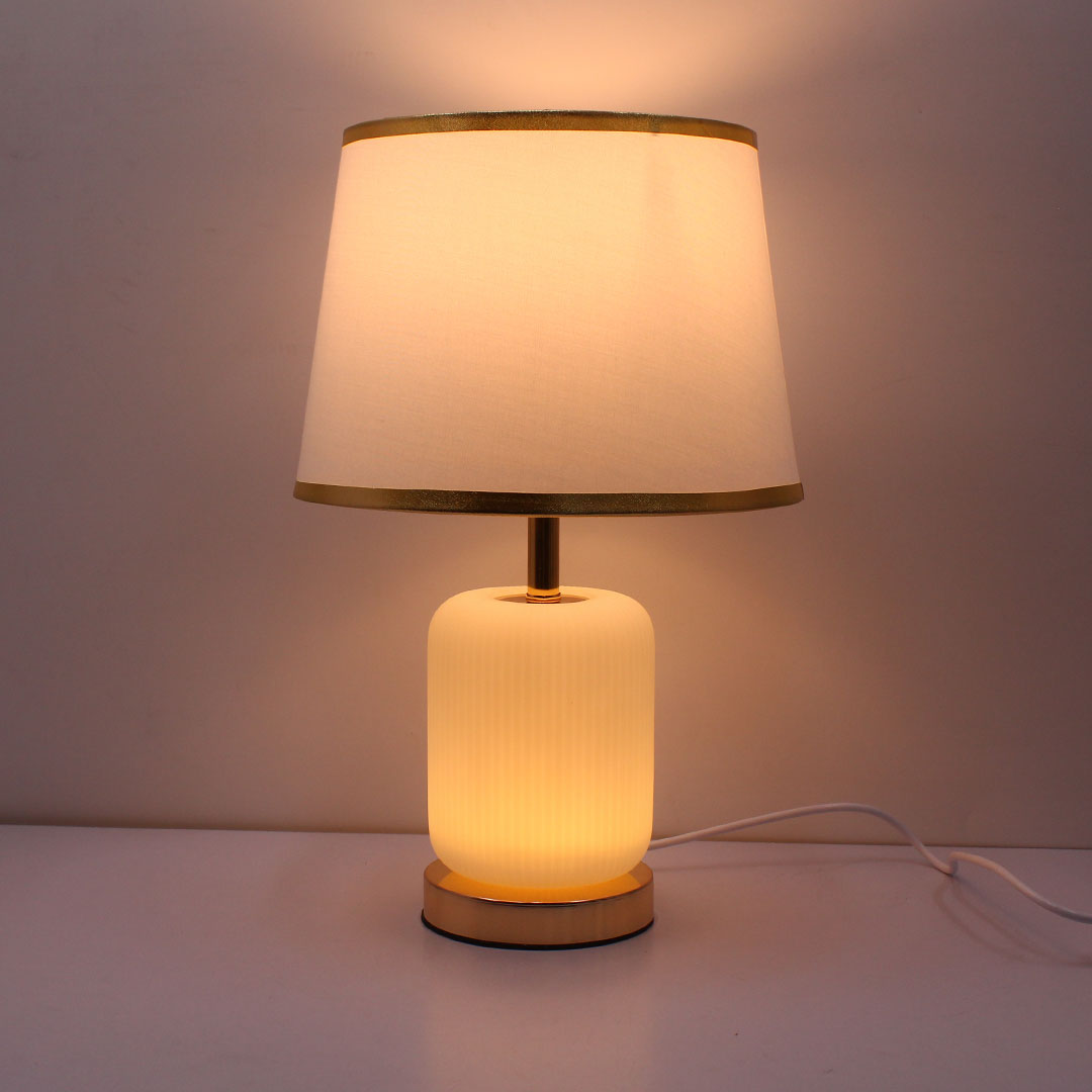 Elare Modern White Plastic Table Lamp with Fabric Shade