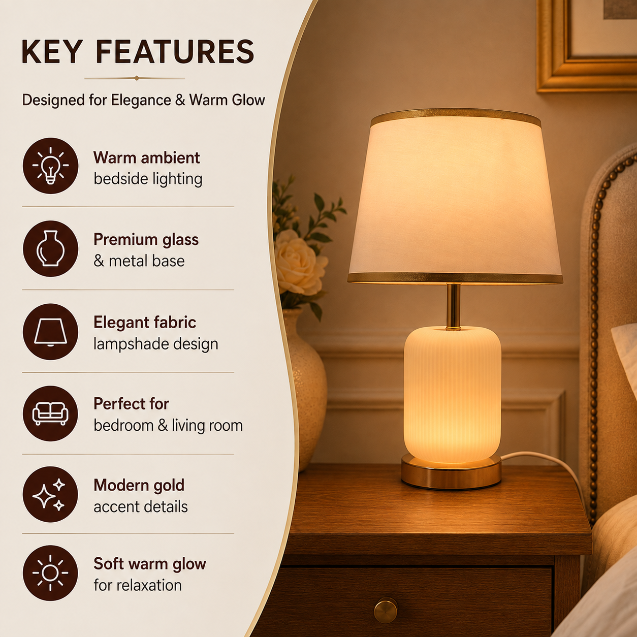 Elare Modern White Plastic Table Lamp with Fabric Shade