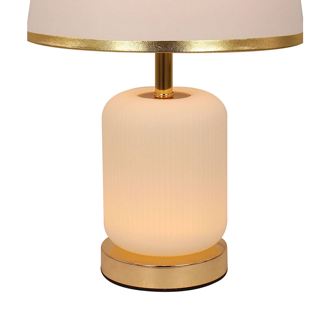 Elare Modern White Plastic Table Lamp with Fabric Shade