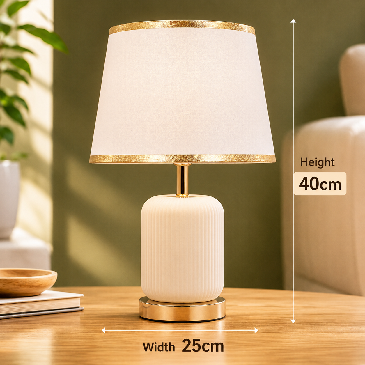 Elare Modern White Plastic Table Lamp with Fabric Shade