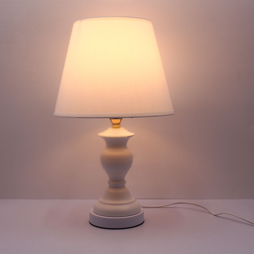 Elare Classic White Decorative Table Lamp with Fabric Shade