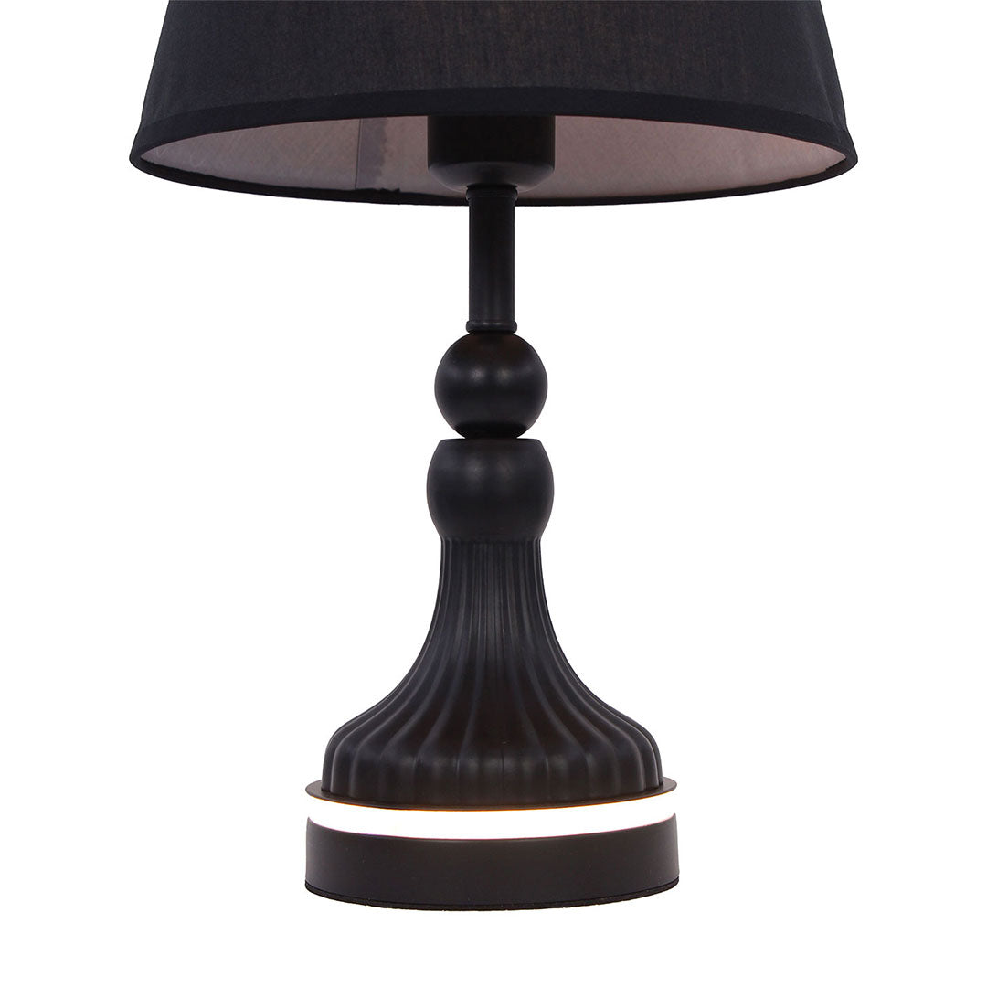 Elare Modern Black Decorative Table Lamp with Black Fabric Shade