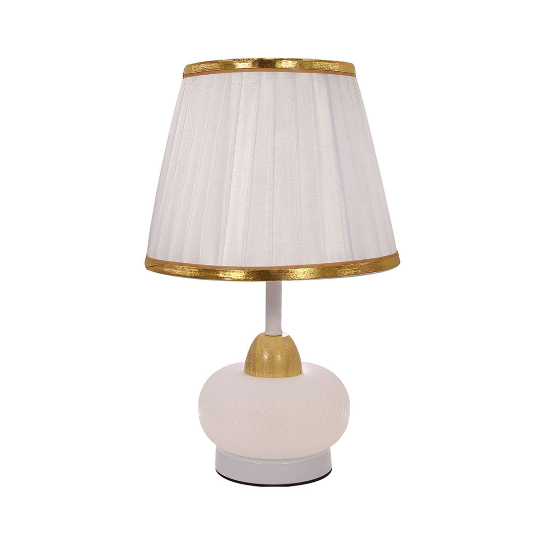 Elare Modern White Decorative Table Lamp with Pleated Fabric Shade
