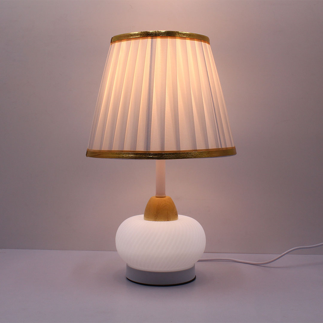 Elare Modern White Decorative Table Lamp with Pleated Fabric Shade