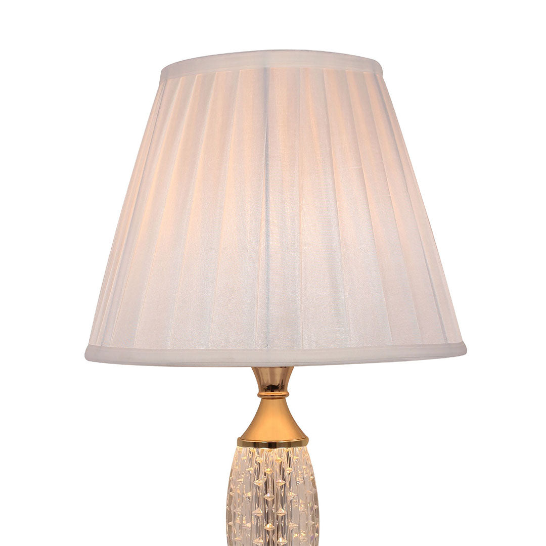 Elare Luxury Crystal Table Lamp with Pleated Fabric Shade