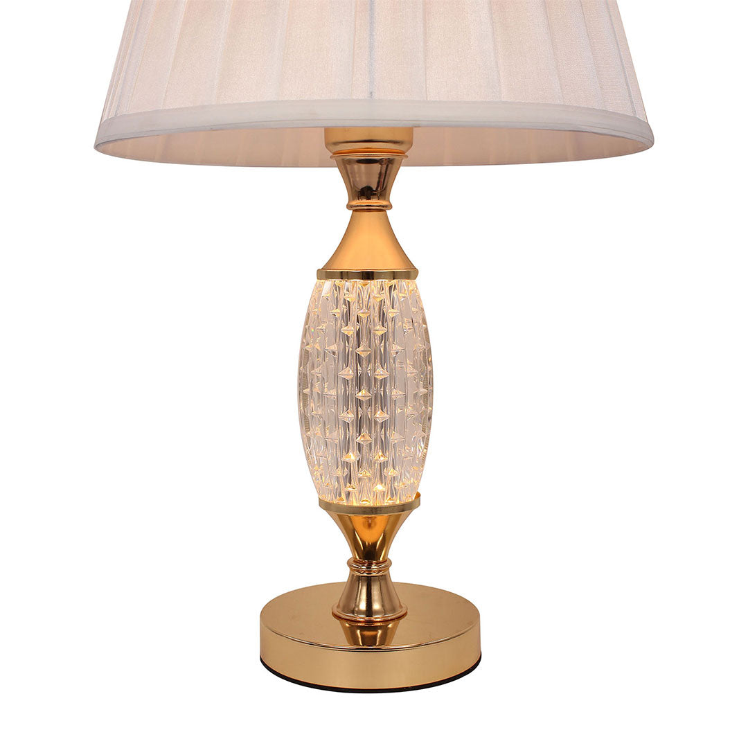Elare Luxury Crystal Table Lamp with Pleated Fabric Shade