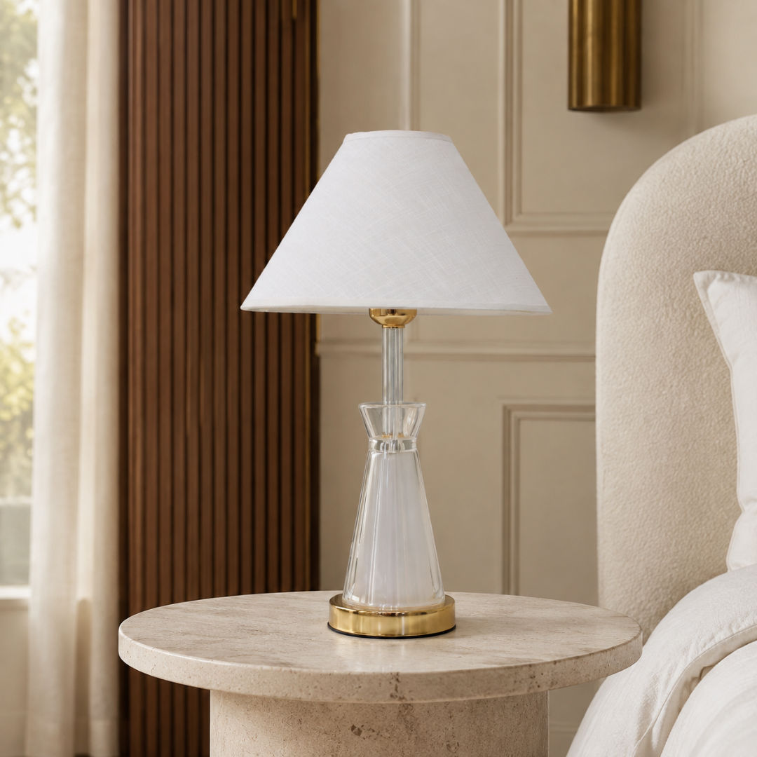 Dual-Light Table Lamp Clear Crystal Glass