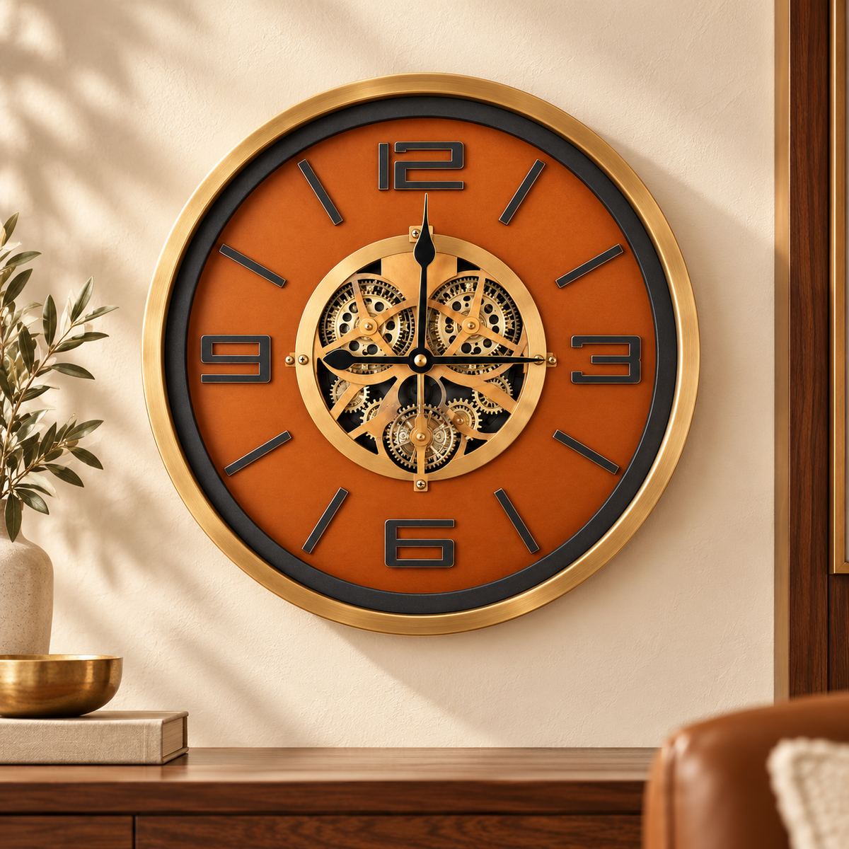 Amber Gearwork Statement Wall Clock