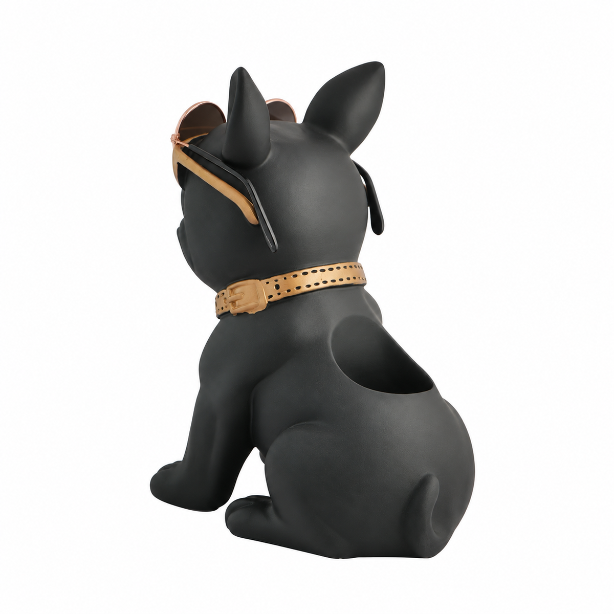 Gold Collar Accent, Matte Black Finish Dog Lover Showpiece