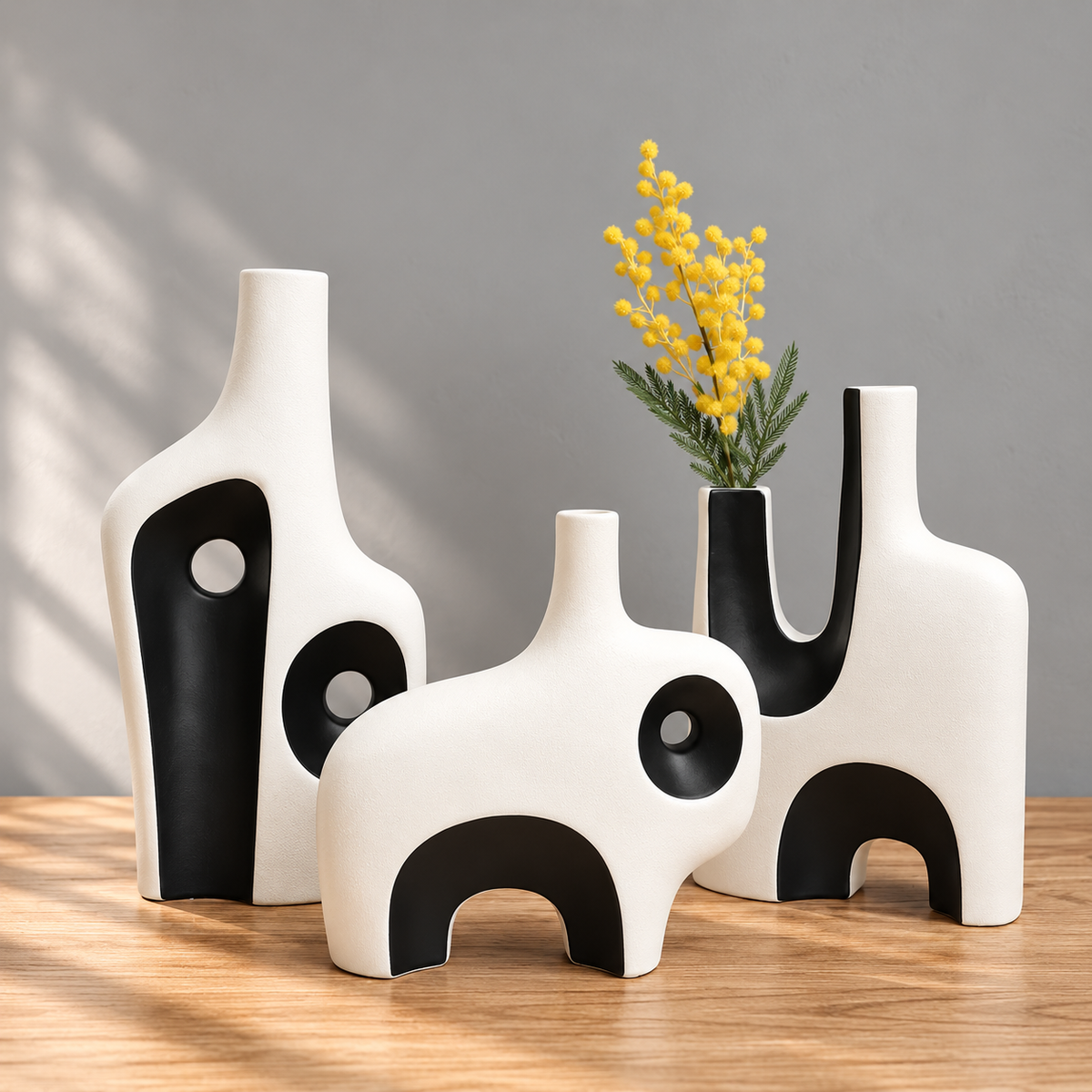 black ceramic vase