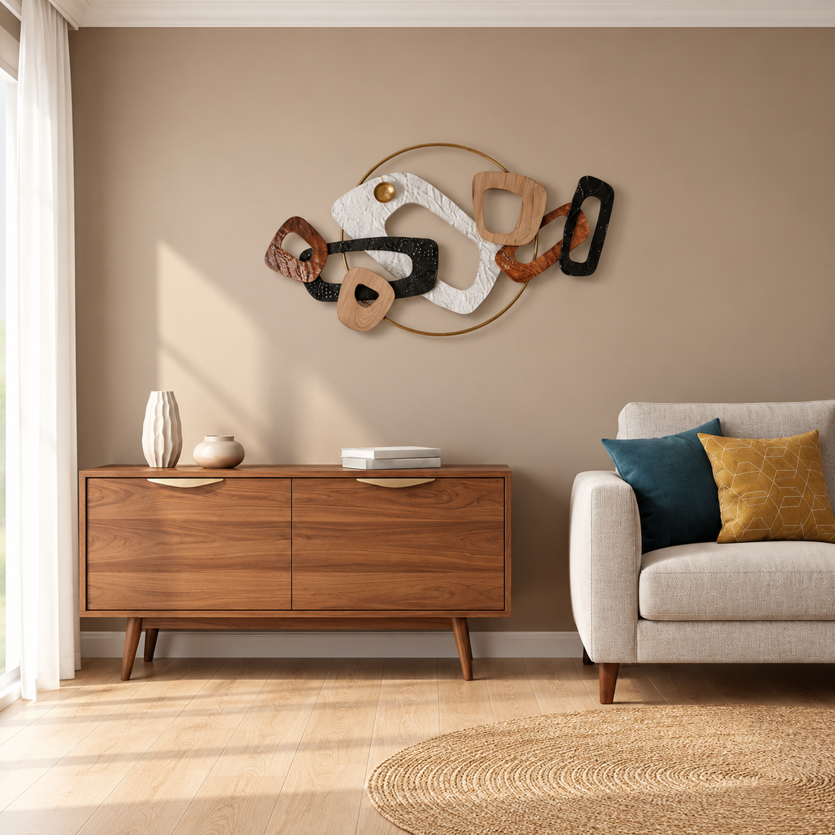 Modern Abstract Metal Wall Art – Luxury Geometric Wall Décor