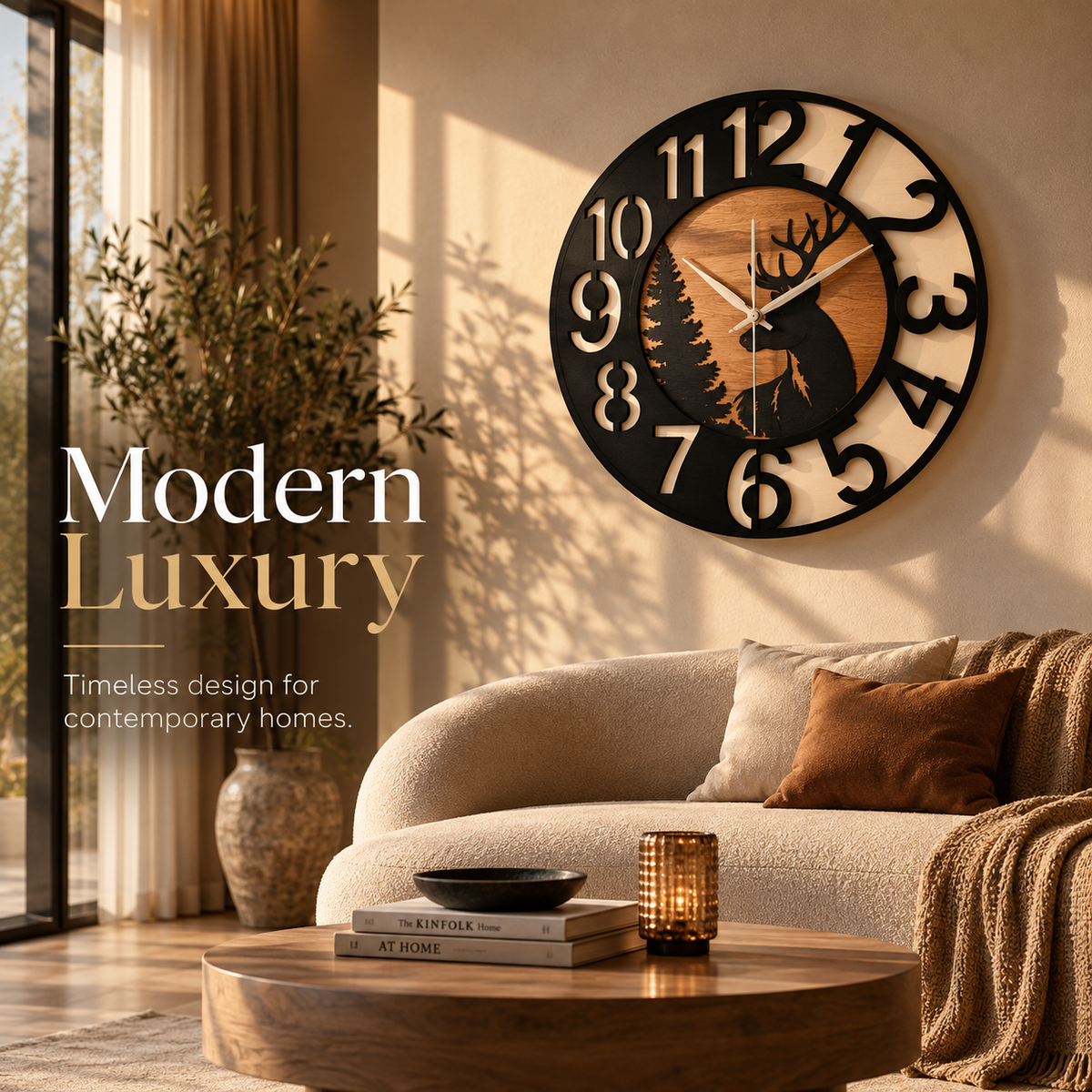 Rustic Deer Design Wall Clock
