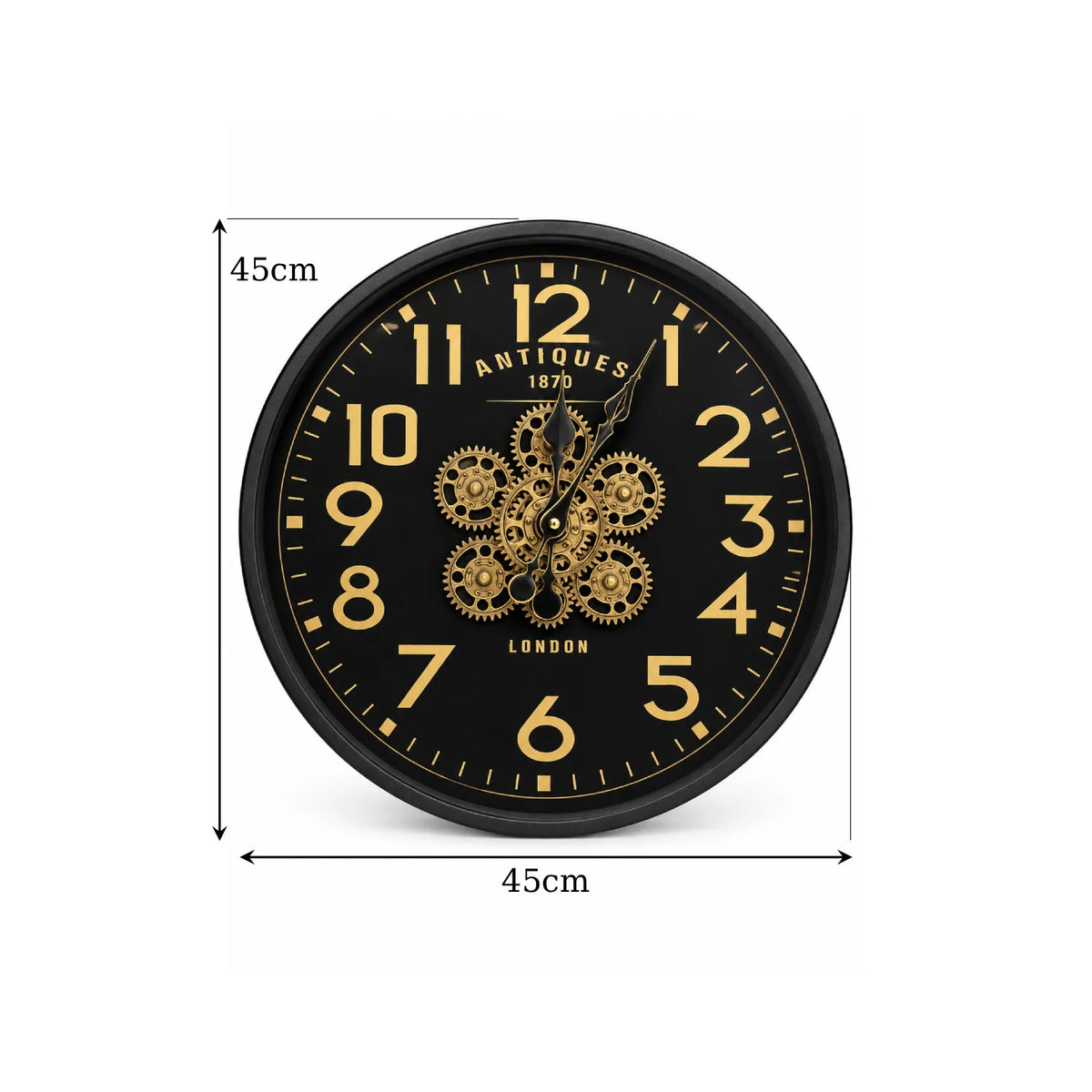 Vintage Gear Pendulum Wall Clock with Metal Frame